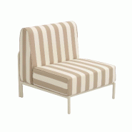 Chauffeuse rayé pour salon de jardin modulable en tissu beige - beige aluminium 114798