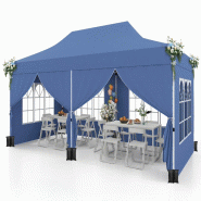 COSTWAY Pavillon 3x6m, pliable, 6 parois amovibles, sacs et sac, jardin, tente hivernale UV 50+, bleu. - bleu métal ZB34345NX