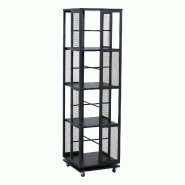 Décoshop26 - Bibliothèque rotative étagère style industriel avec roulettes 147 cm en métal et MDF noir 04_0008768 - 3000267131612