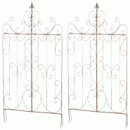 Décoshop26 - Lot de 2 treillis de jardin support pour plantes grimpantes 133x99 cm en métal marron vieilli 10_0003836 - métal 3000251798555