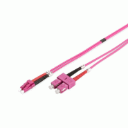 DIGITUS Câble de brassage multimode à fibre optique, OM4, LC / SC, LC Duplex - SC Duplex, 3 m, Erika violet - violet 4016032308935