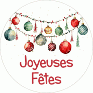Etiquette cadeau adhésive Guirlandes de boules Ø35mm - par 500
