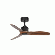 faro barcelona Ventilateur de plafond sans lumière en acier noir et marron, moteur DC silencieux 6 vitesses, fonction inverse, pour pièces jusqu’�