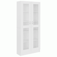 Helloshop26 - Armoire à vitrine classique 82,5 x 30,5 x 185 cm rangement pratique décoration épuré en bois blanc 02_0047760 - blanc verre 30002349