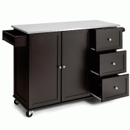 Helloshop26 - Chariot de cuisine mobile avec plateau acier inox 135 x 45,5 x 91,5 cm 3 tiroirs rangement ergonomique design moderne 20_0011648 - inox Helloshop26 - Chariot de cuisine mobile avec plateau acier inox 135 x 45,5 x 91,5 cm 3 tiroirs rangement ergonomique design moderne 20_0011648 - inox