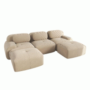 Merax Canapé modulaire en corde 3 places avec 2 tabourets, canapé nuage sans cadre, près du sol avec assise profonde, peut également être utilis�_0