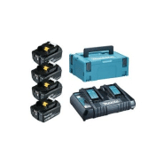 Pack Énergie 18 Volts Li-Ion 4 batteries 6Ah BL1860B + 1 chargeur double DC18RD avec coffret MAK-PAC Makita | 198091-4