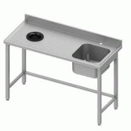 Plonge inox adossée avec 1 bac à droite sans étagère avec trou vide... - P930937120