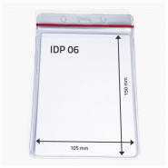 Porte-badge hermétique souple - Référence : IDP06 - Lot de 100, Fermeture par glissière, Format A6