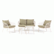 RATTATAN Salon relax de jardin en résine et acier avec coussins 10 cm, élégant ensemble d’extérieur pour terrasse, véranda et jardin – Bellag