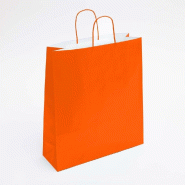 Sac kraft orange givrée poignées torsadées coordonnées 36x12x41 cm - par 50