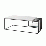 TABLE BASSE JULLY BLANC MAT ET MÉTAL NOIR