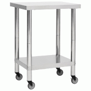 VidaXL Table de travail de cuisine avec roues 60x45x85 cm Inox - 51632_0