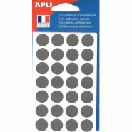 Apli Lot de 5 Etui de 168 pastilles adhésives grises, diam. 15 mm (6 feuilles / cdt) - 3270241022216