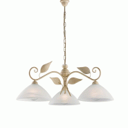 BeLight Lustre Esse fer ivoire, déco or antique, verre albâtre d.30, 3 lumières 96x79 cm, idéal pour espaces classiques - doré 8057724580648