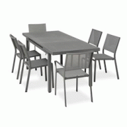 DCB GARDEN Ensemble repas de jardin 6 places en aluminium - DANIA - gris aluminium DANIA-TB210SN+4CH2FT DCB GARDEN Ensemble repas de jardin 6 places en aluminium - DANIA - gris aluminium DANIA-TB210SN+4CH2FT