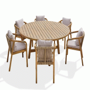 DCB GARDEN Ensemble table et fauteuils de jardin 6 placce en bois d'acacia - SERENA - marron Bois massif SERENA-TB180+6FT