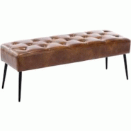Décoshop26 - Banc banquette rembourré capitonné en synthétique marron orangé pieds métal noir BAN09013 - marron 3000463069603 Décoshop26 - Banc banquette rembourré capitonné en synthétique marron orangé pieds métal noir BAN09013 - marron 3000463069603