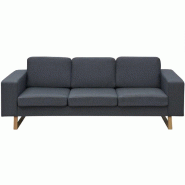 Helloshop26 - Canapé avec 3 places 200 x 82 x 76 cm tissu gris foncé 02_0020661 - gris Bois massif 3001115088003