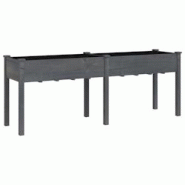 Helloshop26 - Jardinière bac lit surélevé plantes fleurs terrasse jardin avec doublure 203 x 53 x 76 cm bois massif de sapin gris 02_0038128 - 3000 Helloshop26 - Jardinière bac lit surélevé plantes fleurs terrasse jardin avec doublure 203 x 53 x 76 cm bois massif de sapin gris 02_0038128 - 3000