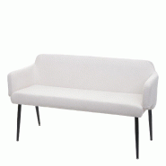 Mendler banquette HWC-L13, banquette de salle à manger banquette rembourrée banquette de vestiaire dossier accoudoir tissu/textile 133cm ~ crème-bl