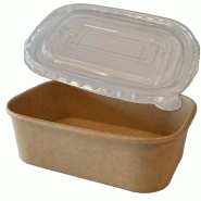 NOVABOWL Combo Saladier Pokebowl Rectangulaire Kraft 173x121x62mm 650ml   - Spécial Plat Froid & Anti-buée - Ingraissable - Lot de 900 - beige en ca