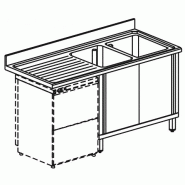 Plonge sur armoire inox portes coulissantes 2 bacs à droite format ... - PSLA2LS1606