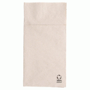 Serviette-étui pour couverts ouate recyclée 2 plis naturel 40x40cm - par 1000