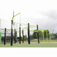 Station MIX V2 DAMAPRO - Équipement de Street Workout extérieur avec barres de traction, anneaux et pont de singe Station MIX V2 DAMAPRO - Équipement de Street Workout extérieur avec barres de traction, anneaux et pont de singe