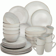 TecTake GmbH tectake Set de vaisselle MARE en faïence pour 6 personnes, 30 pièces, sable - beige Grès 406218