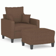 VidaXL Fauteuil avec repose-pied Marron 60 cm Tissu Modèle Vega StudioDesk Concept - 3201084