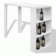 VidaXL Table de bar MDF avec casier à bouteilles Blanc haut brillance  Modèle Zenith Pro - 240820
