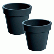 WellHome - Lot de 2 pots LOFLY Ø13,4 cm chacun, coloris anthracite - gris plastique PK4234