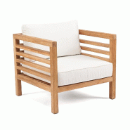 Bazar Bizar Fauteuil en bois de teck 80x80x70 cm blanc naturel - multicolore Bois massif JARAC007NW