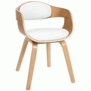 Décoshop26 - Chaise de bureau salle à manger visiteur design scandinave en bois clair et assise en PVC blanc 10_0001906 - blanc 3000250731348 Décoshop26 - Chaise de bureau salle à manger visiteur design scandinave en bois clair et assise en PVC blanc 10_0001906 - blanc 3000250731348