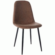 Décoshop26 - Chaise de salle à manger x1 design simple avec pieds en métal noir assise en PVC marron 10_0002076 - marron 3000250828635 Décoshop26 - Chaise de salle à manger x1 design simple avec pieds en métal noir assise en PVC marron 10_0002076 - marron 3000250828635