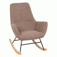 Décoshop26 - Fauteuil à bascule chaise de relaxation avec accoudoirs en bois métal et tissu marron 04_0006908 - marron métal 3000261947035
