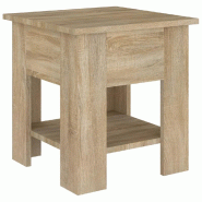 Décoshop26 - Petite table basse table d'appoint chevet avec étagère 40 x 40 x 42 cm bois d'ingénierie couleur chêne DEC038930 - Bois massif 30002