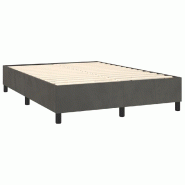 Décoshop26 - Sommier à lattes sur pieds cadre de lit 140x190 cm tissu velours gris foncé TDL0207136 - gris 3001166188004