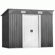 Helloshop26 - Abri de jardin en acier galvanisé 238 x 131 x 181 cm grande capacité anti-rouille ambiance extérieure en gris blanc 20_0020624 - gris