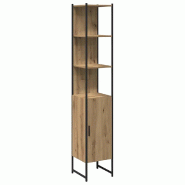 Helloshop26 - Armoire de salle de bain moderne gain de place avec étagères design chic 33 x 33 x 185,5 cm en bois d'ingénierie chêne 02_0051856 -