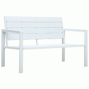 Helloshop26 - Banc de jardin meuble de patio d'extérieur terrasse 120 cm pehd blanc aspect de bois 02_0011204 - 3000614782726