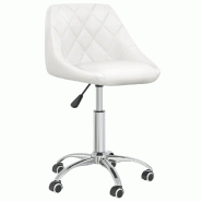 Helloshop26 - Chaise fauteuil siège pivotante de bureau informatique étude similicuir blanc 02_0024085 - blanc acier 3000214674636