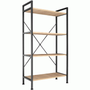 Helloshop26 - Grande étagère bibliothèque au look industriel/ vintage 4 niveaux 121,5 cm beige 08_0000279 - 3000956699782