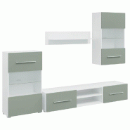 Helloshop26 - Lot de 5 meubles TV modernes avec éclairage LED rangement 120 x 39,5 x 34 cm en bois d'ingénierie vert olive 02_0055747 - vert verre 3