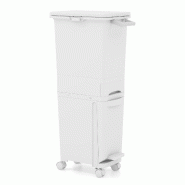 Helloshop26 - Poubelle inclinable 40 x 26 x 84 cm avec 3 compartiments facile à déplacer moderne en pp blanc 20_0018356 - 3000232379049