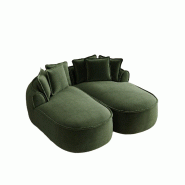 Merax Chenille Cloud Canapé 2 places modulable double sans cadre avec très grande méridienne double avec coussins Vert - W3325S00295