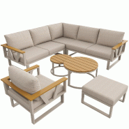 Merax salon de jardin, 5-7 personnes, beige - beige multi-matériau HW26016AAM