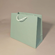 Sac luxe bleu gris poignées papier blanc 32x13x26 cm - par 12