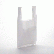 Sac plastique à bretelles blanc 50µ 26x45+12cm - paquet de 200 - robuste et polyvalent